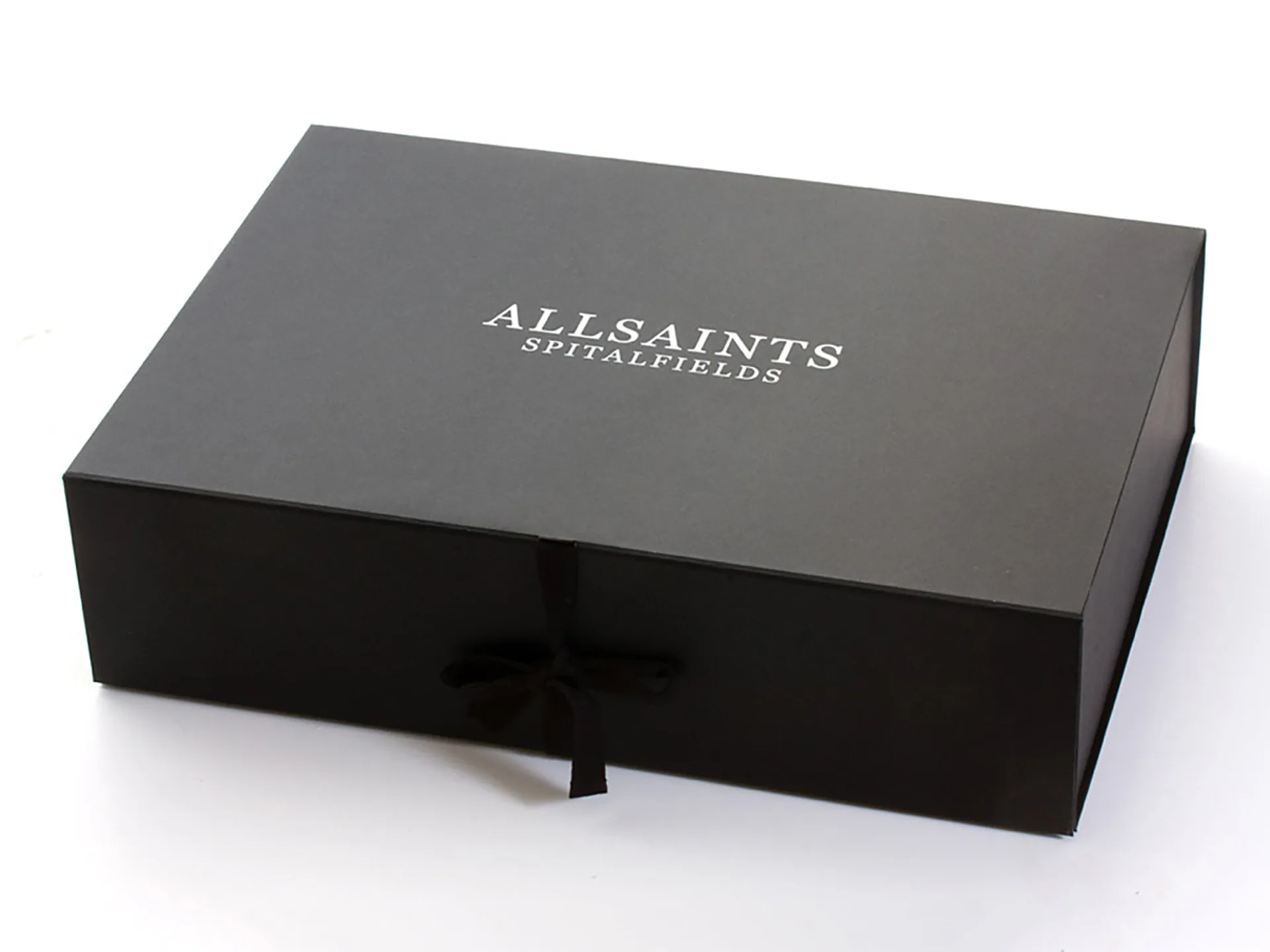 A black AllSaints Spitalfields box.
