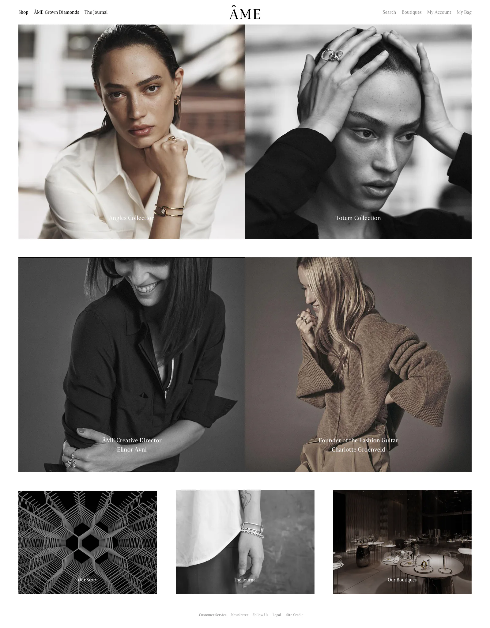 A grid of Ame campaign images as laid out on the website.