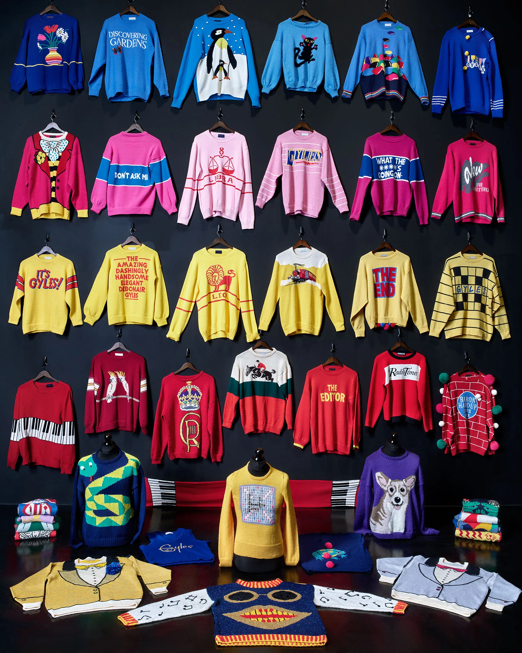 Part of a collection of patterned knitwear.