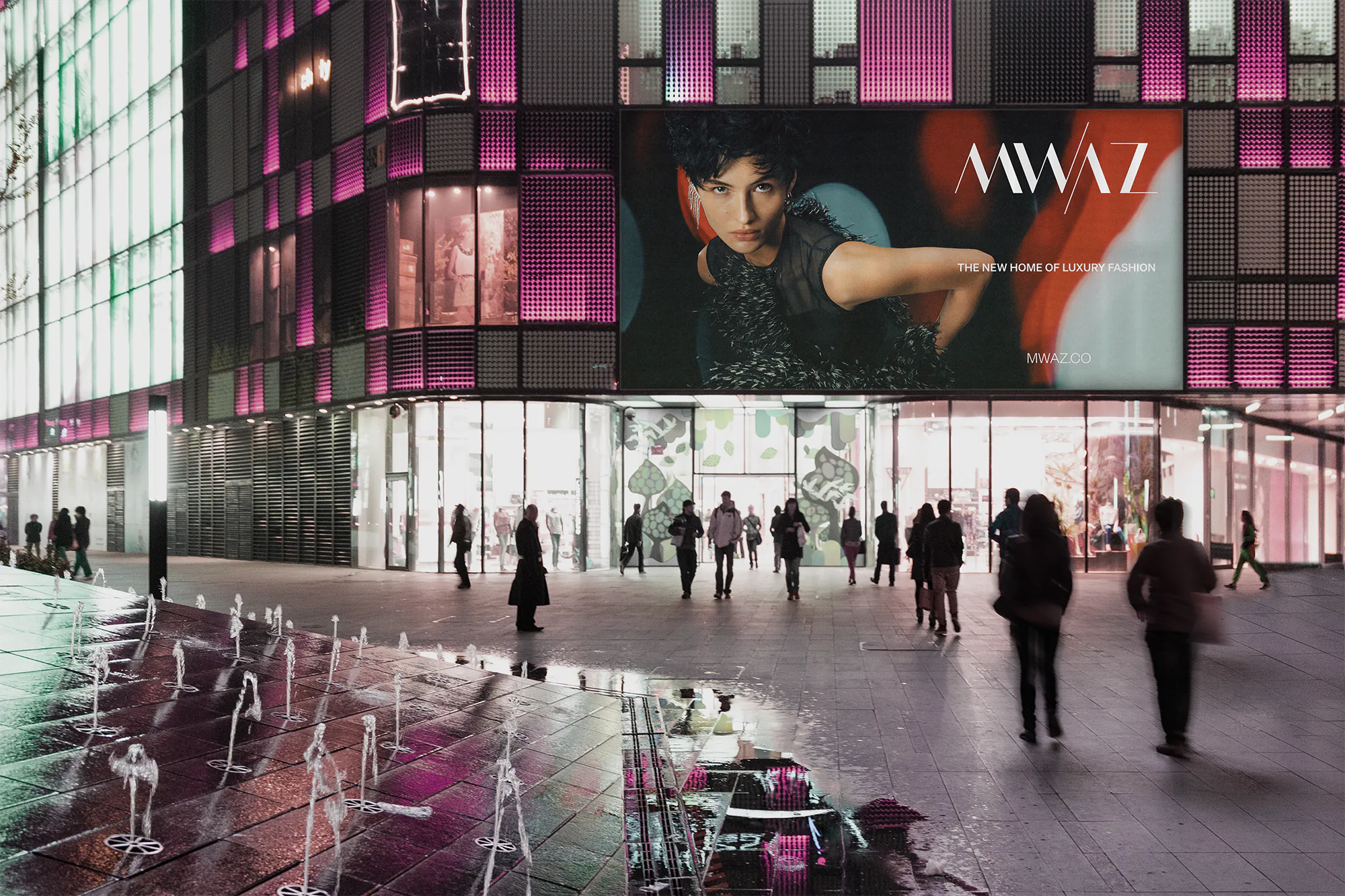 The MWAZ campaign running across the screens of the VIA Riyadh complex.