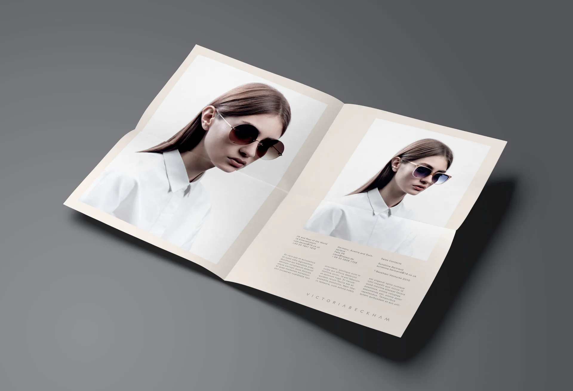 A magazine opened to a spread showing eyewear.